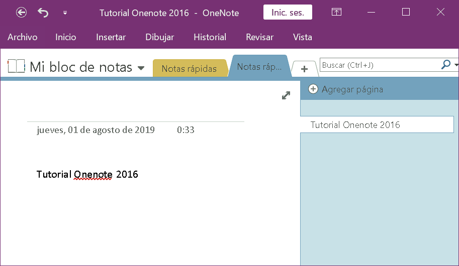 Interfaz de usuario Onenote 2016