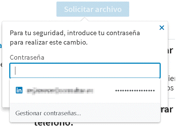 Contraseña descarga contactos en Linkedin