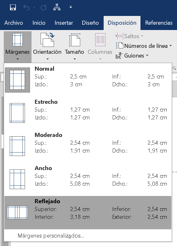 Márgenes en Ms Word