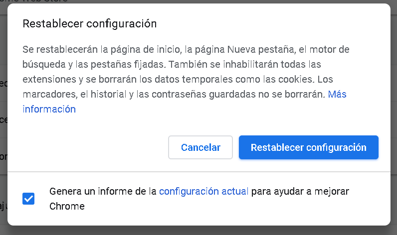 Restablecer Chrome