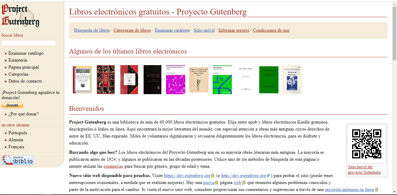 Libros electrónicos disponibles en Gutenberg