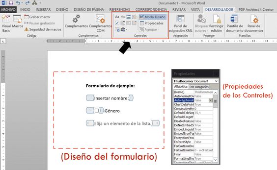 Diseñar formularios en Ms Word