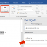 Investiga mientras escribes un documento en Word 2016