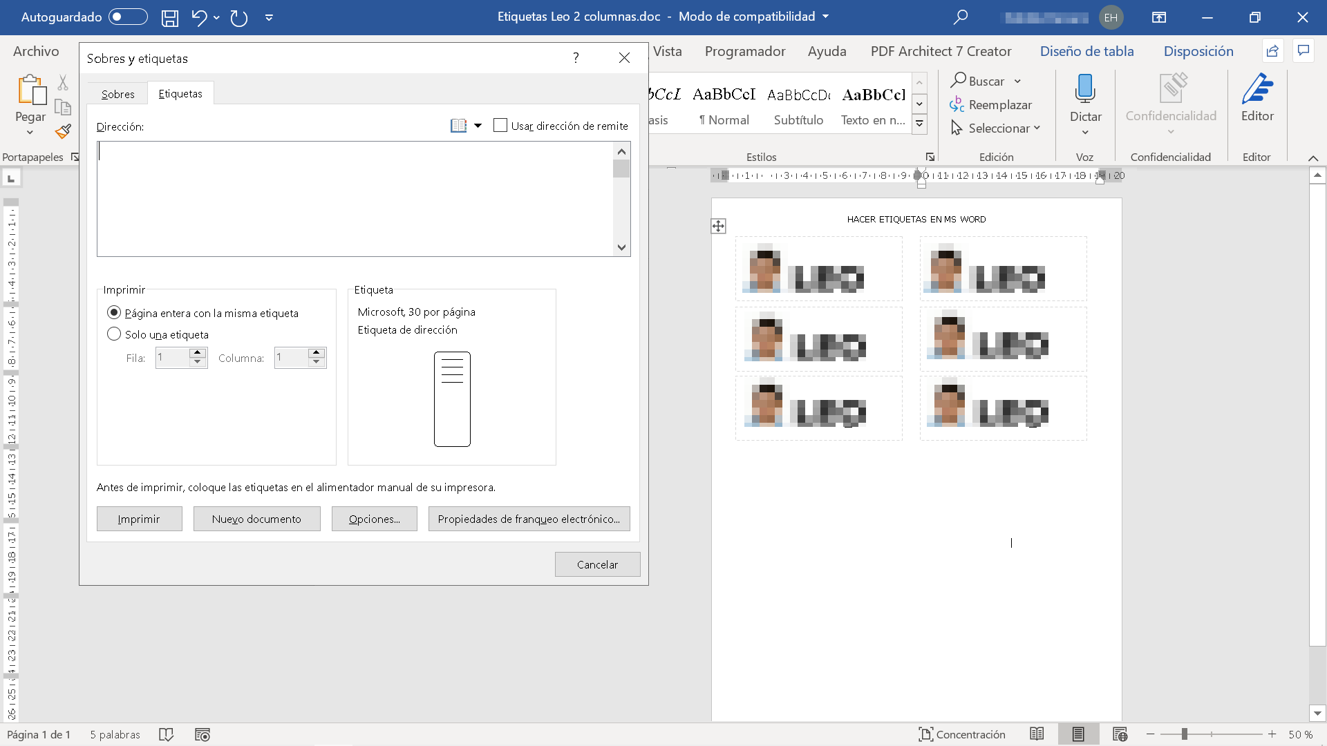 Imprimir etiquetas y en Word – 🔎 Buscar Tutorial