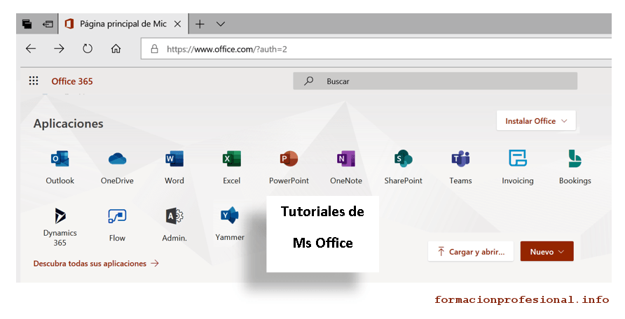 Tutorial en línea de Ms Office 365 – ? Buscar Tutorial