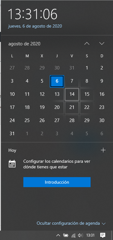 Configurar la fecha y hora en Windows 10