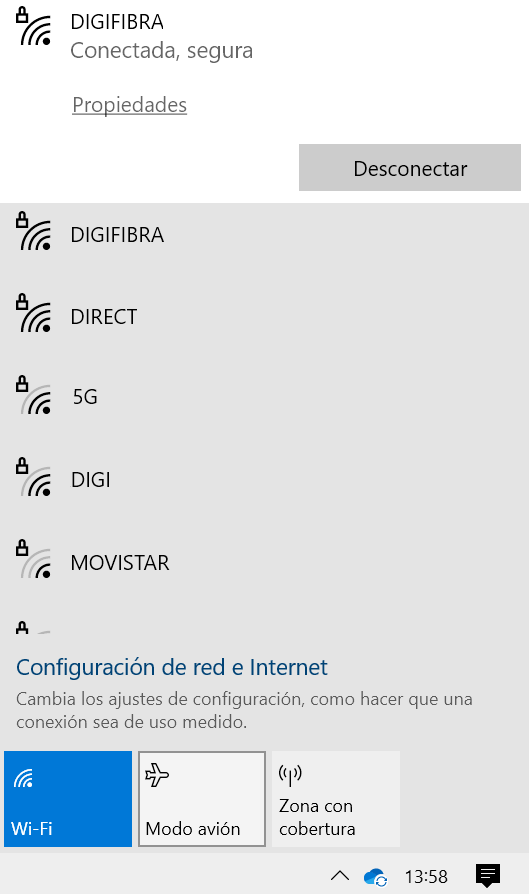 Redes disponibles Wifi