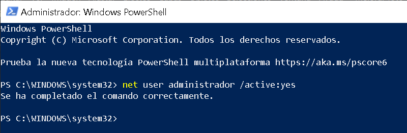 Activar root en Windows