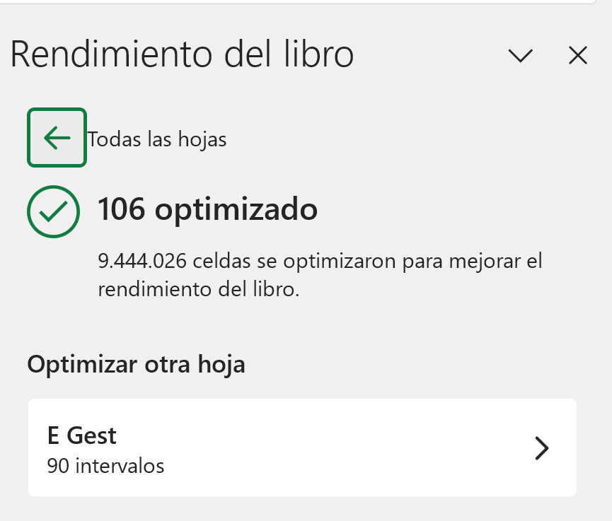 Rendimiento del libro de Excel