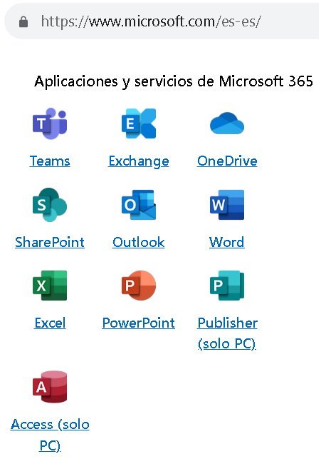 Apps de Ms Office 365