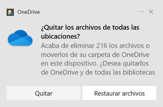 Aviso eliminación archivos Onedrive