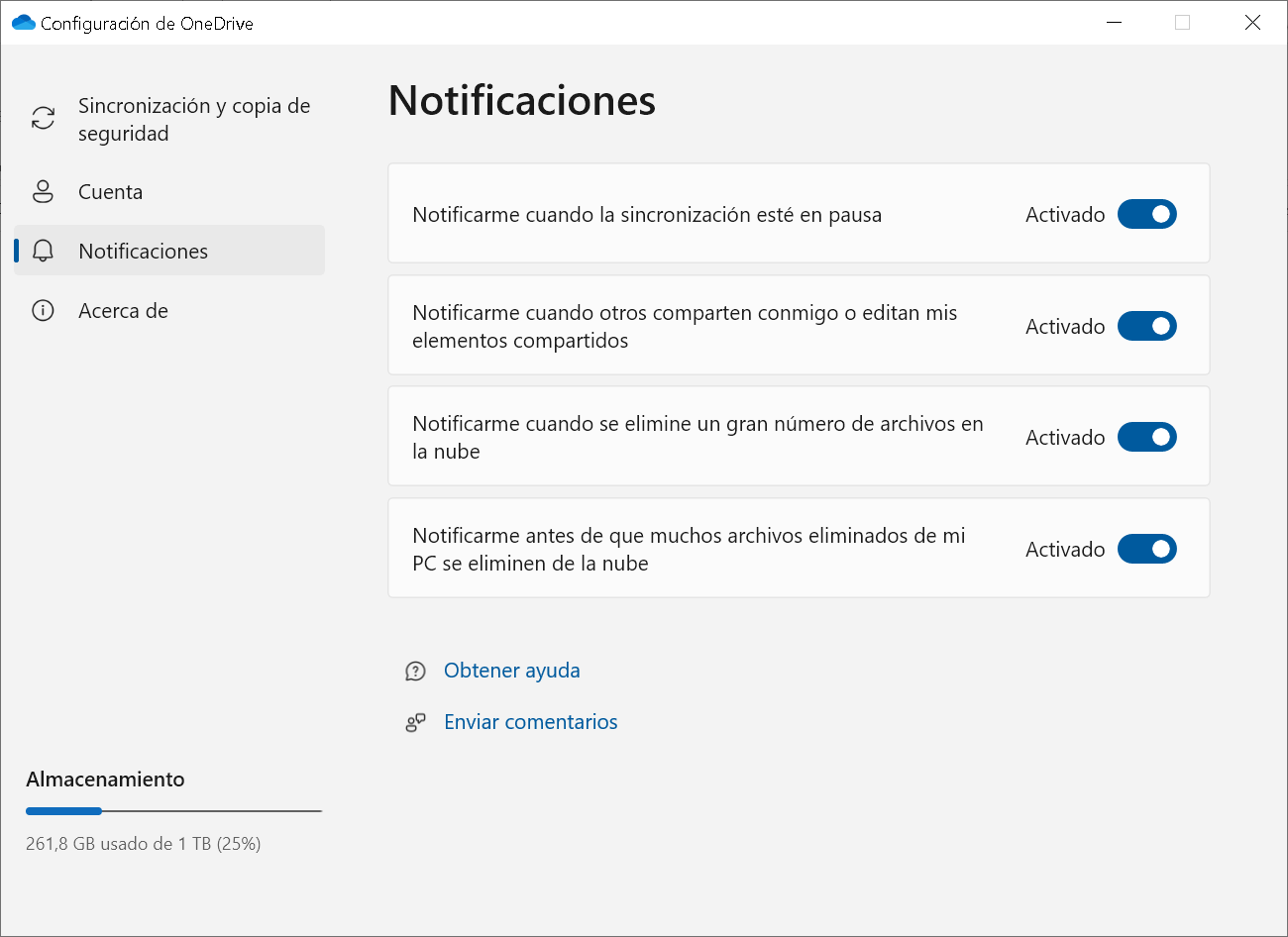 Notificaciones Onedrive