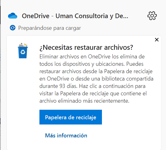 Restaurar archivos desde papelera Onedrive