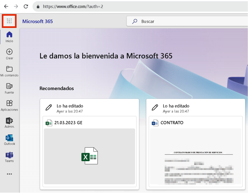 Ms Office 365 lanzador de aplicaciones